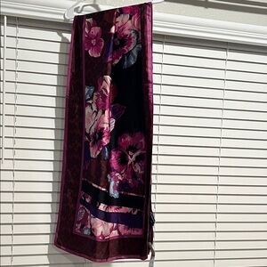 NWT White House Black Market Purple and Pink Silk Scarf